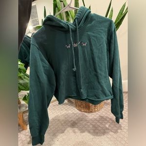 Hollister Butterfly Cropped Green Sweatshirt